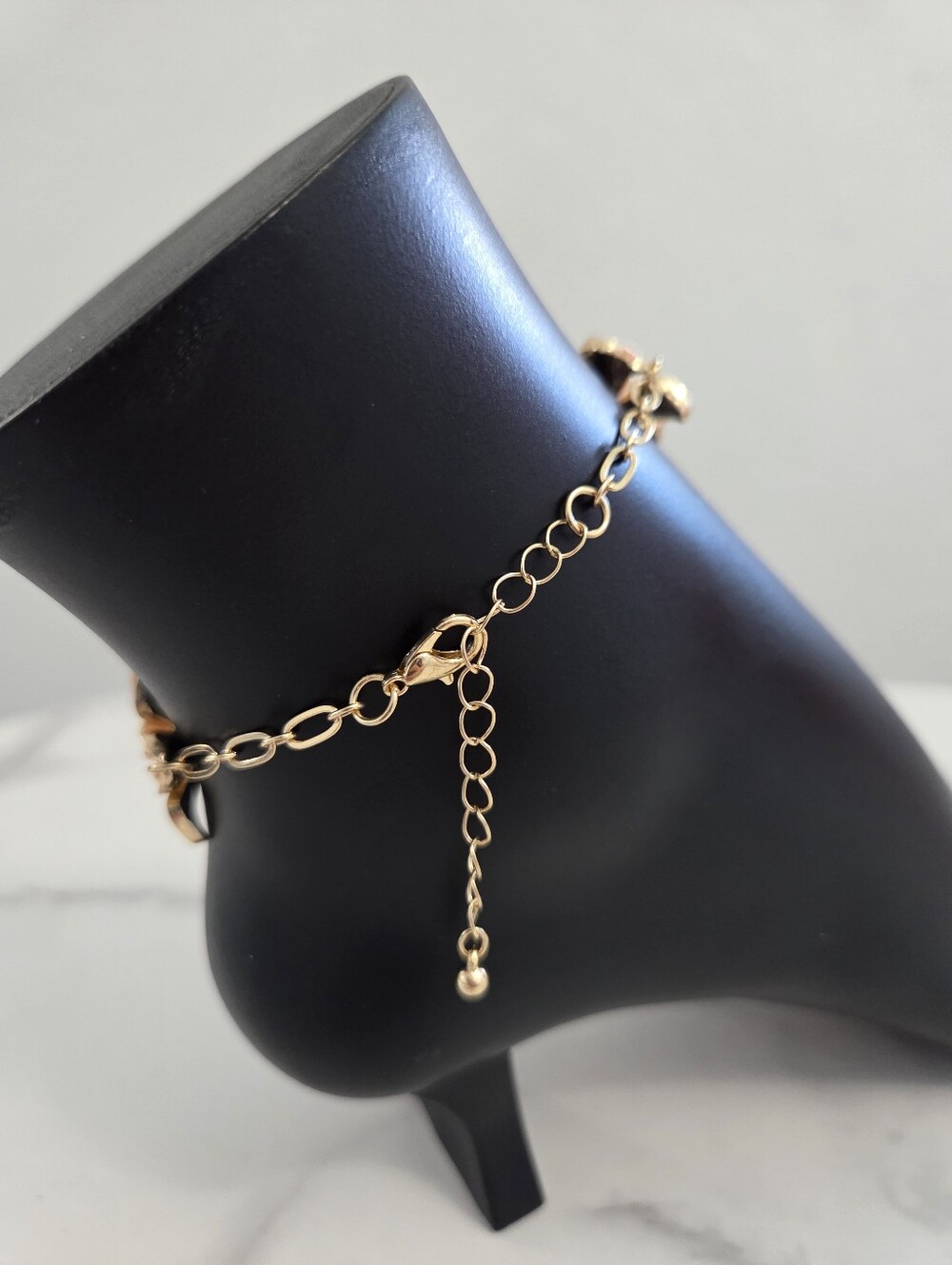 Gold & Orange Enamel Flower Anklet Boho Floral Anklet Bracelet Accesory - Picture 7 of 12